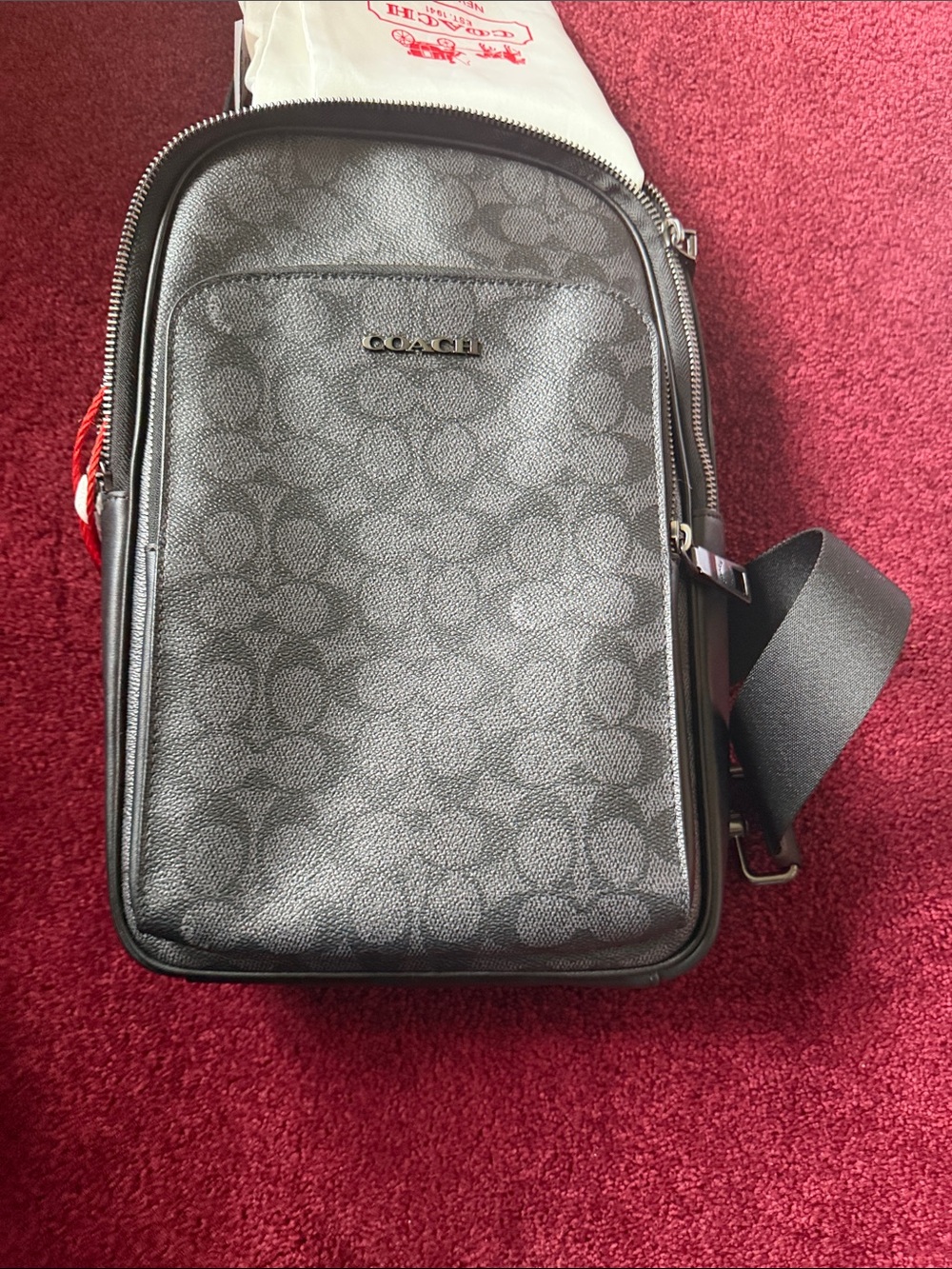 Coach Men's Black Signature Crossbody Belt Bag